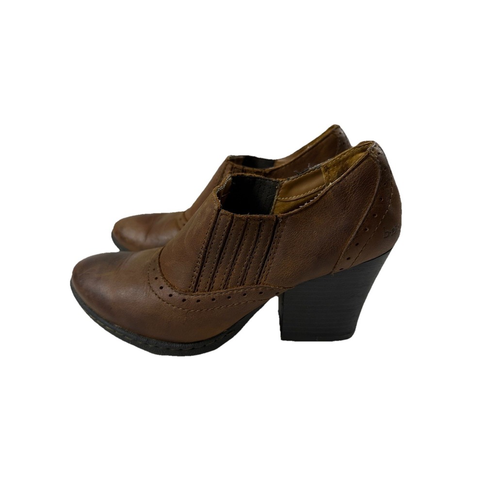 Born Womens Breckin Boot Size 7.5 Brown Leather Block Heel Chelsea Bootie Comfy